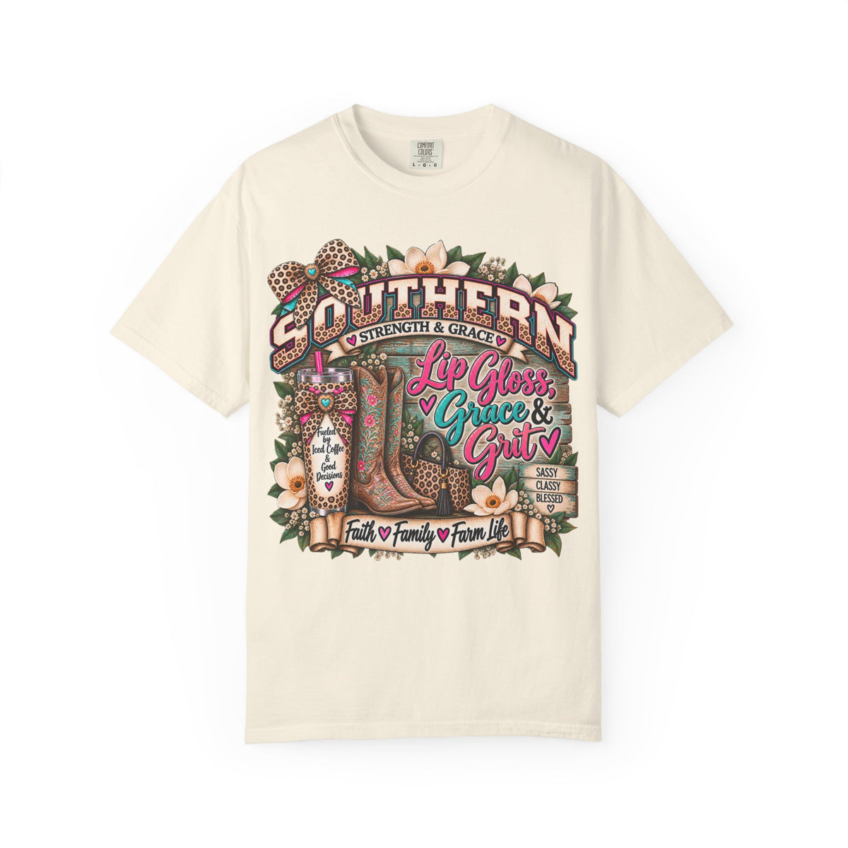 Southern Strength & Grace Tee – Lip Gloss, Grit & Faith Graphic Shirt