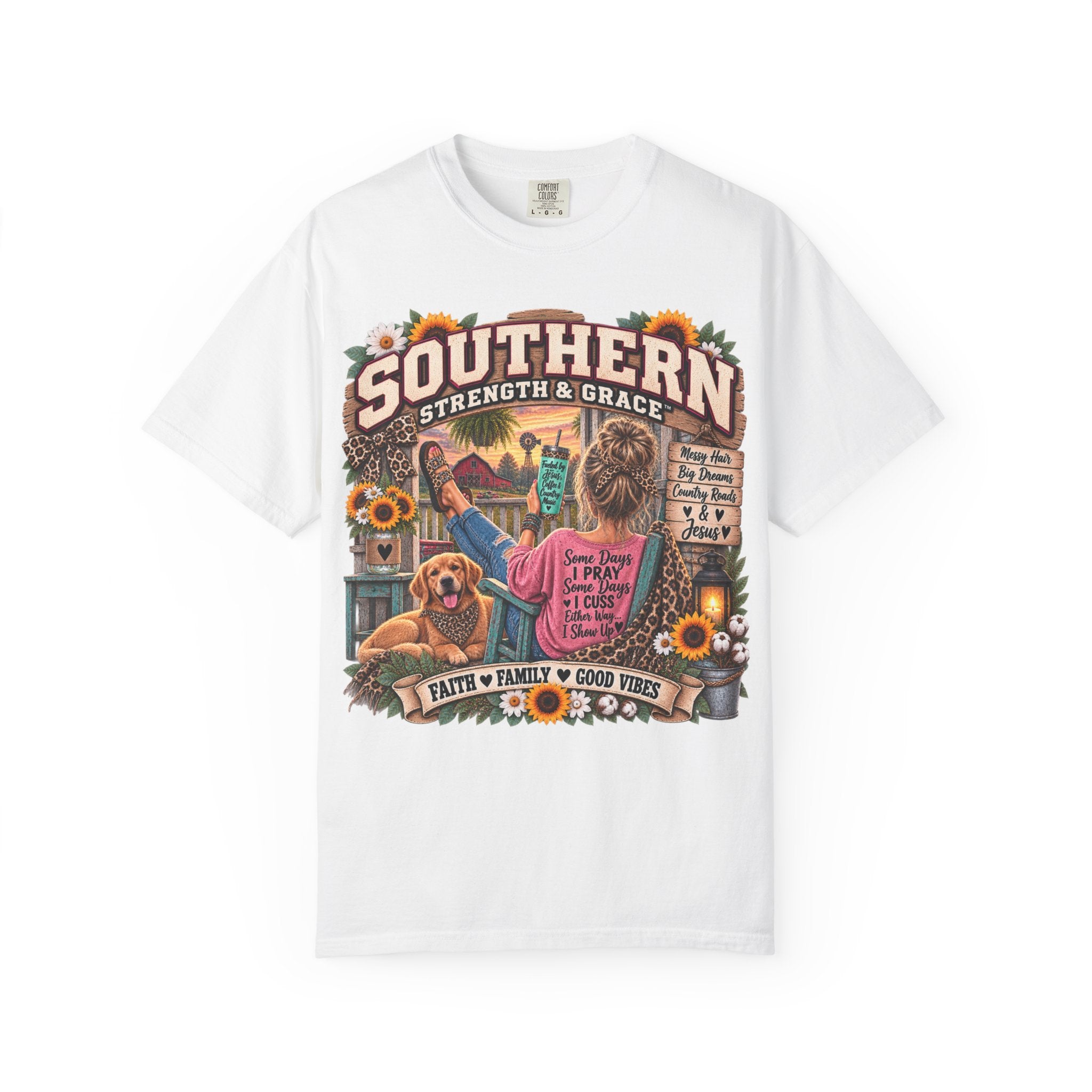 Southern Strength & Grace T-Shirt — Faith, Family & Good Vibes Design