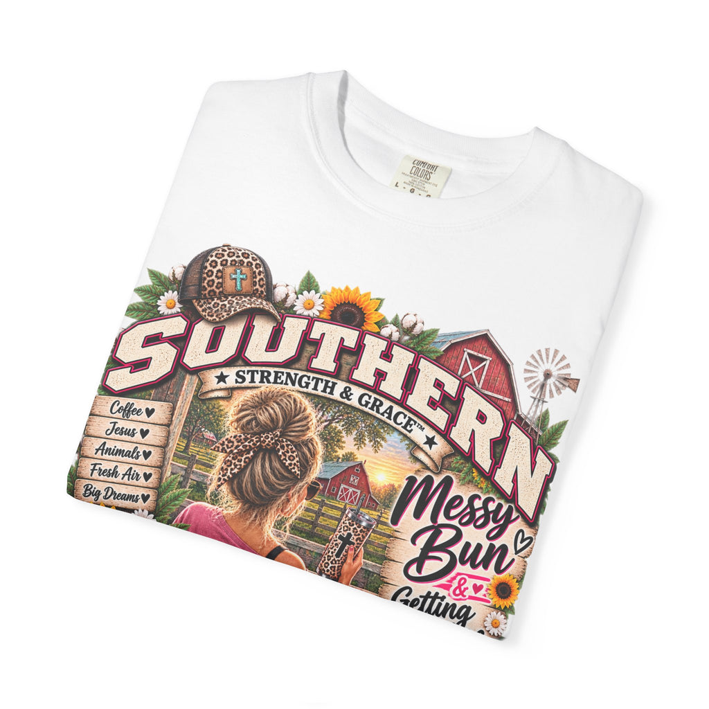 Southern Messy Bun T-Shirt — Strength & Grace Graphic Tee