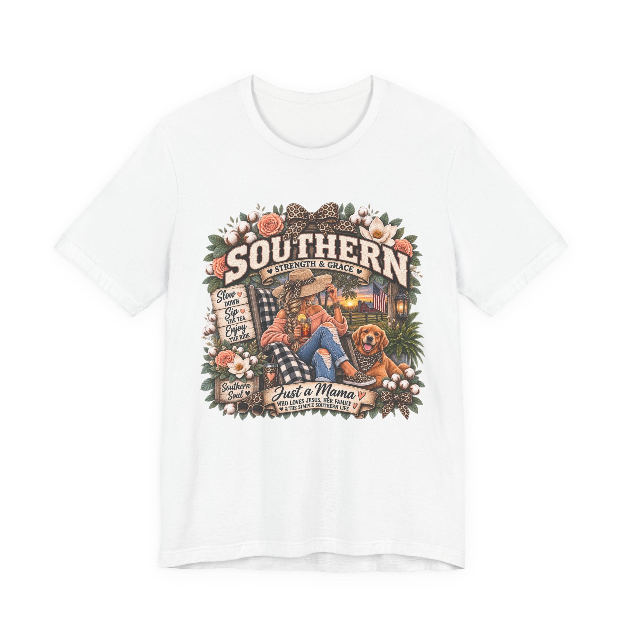 Southern Mama T-Shirt – "Southern Strength & Grace" Graphic Tee with Dog