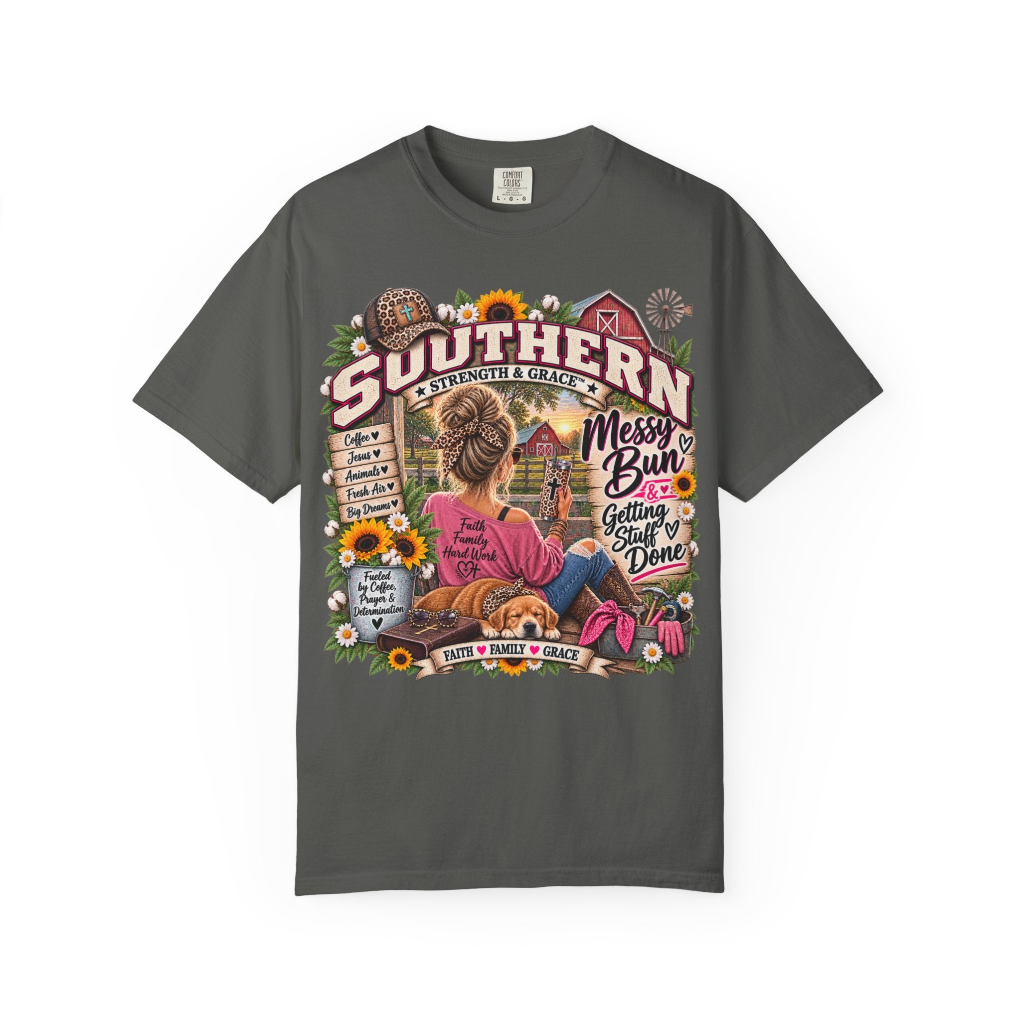 Southern Messy Bun T-Shirt — Strength & Grace Graphic Tee