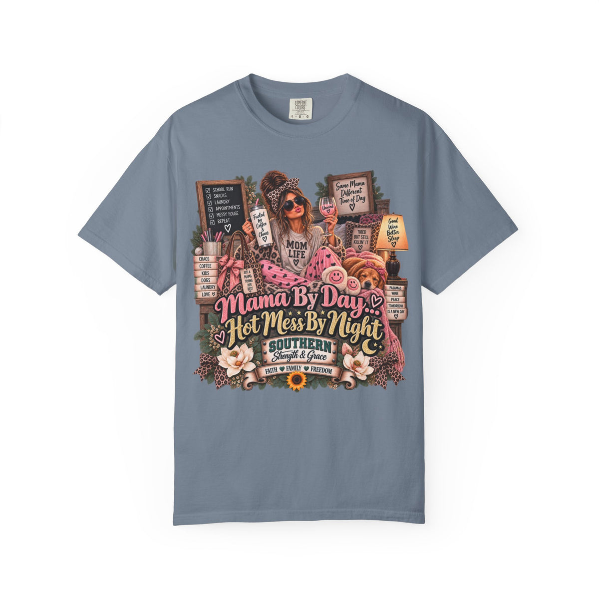 Mama By Day, Hot Mess By Night T-Shirt — Funny Mom Graphic Tee