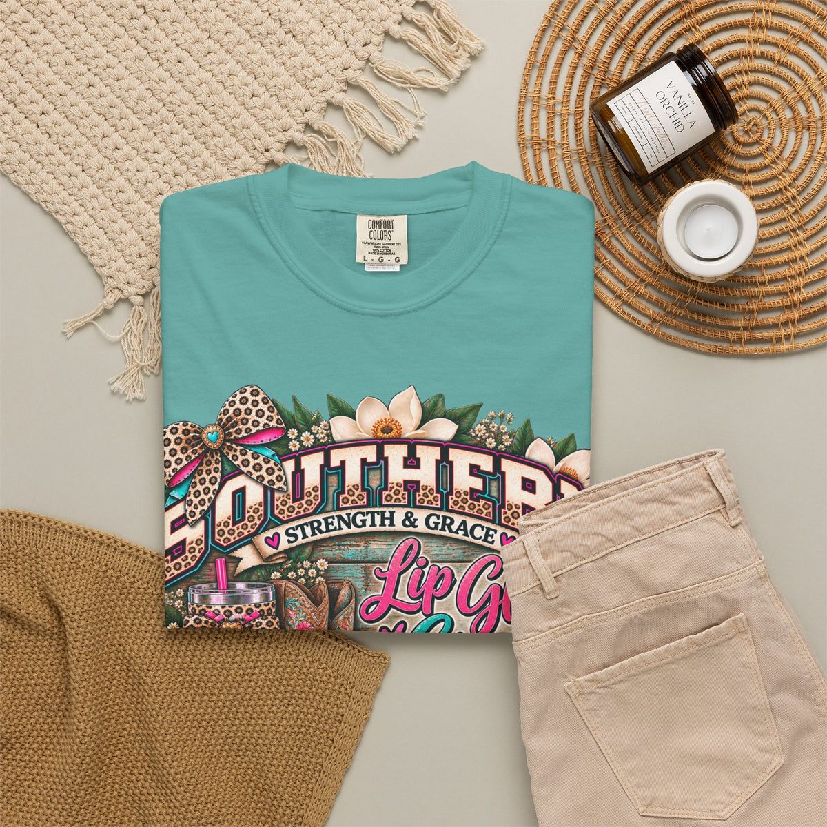 Southern Strength & Grace Tee – Lip Gloss, Grit & Faith Graphic Shirt