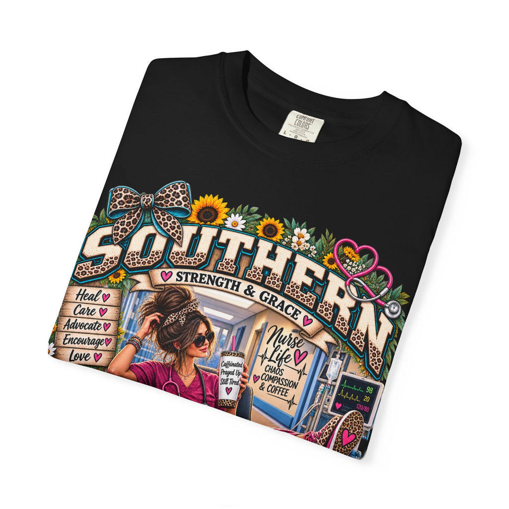 Southern Nurse T-Shirt — "Faith Family Nursing" Vintage Floral Graphic