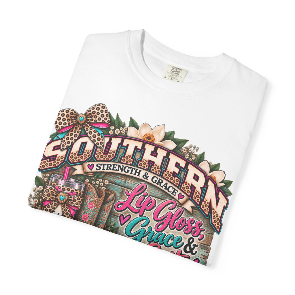 Southern Strength & Grace Tee – Lip Gloss, Grit & Faith Graphic Shirt