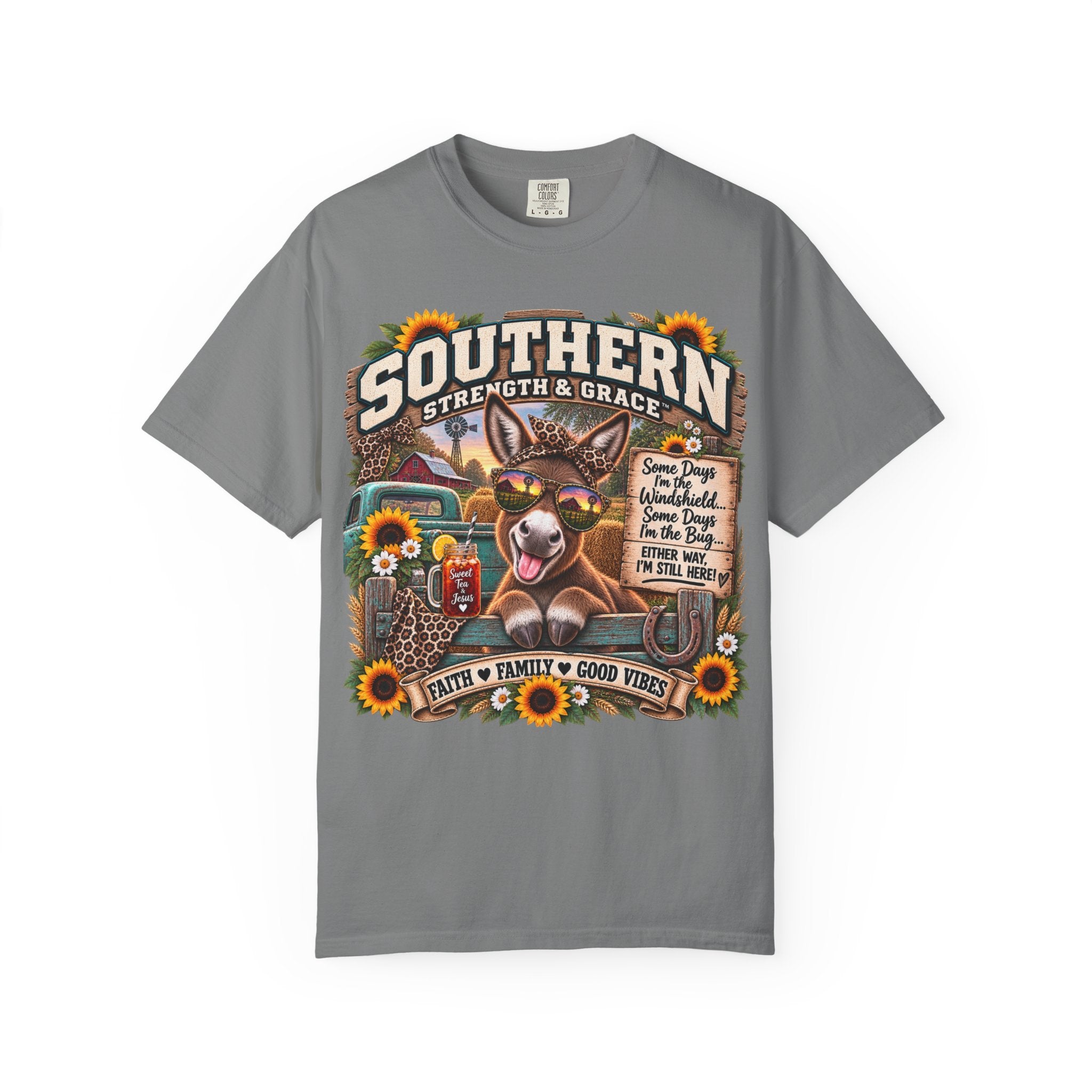 Southern Strength & Grace T-Shirt — Faith, Family & Good Vibes Graphic Tee