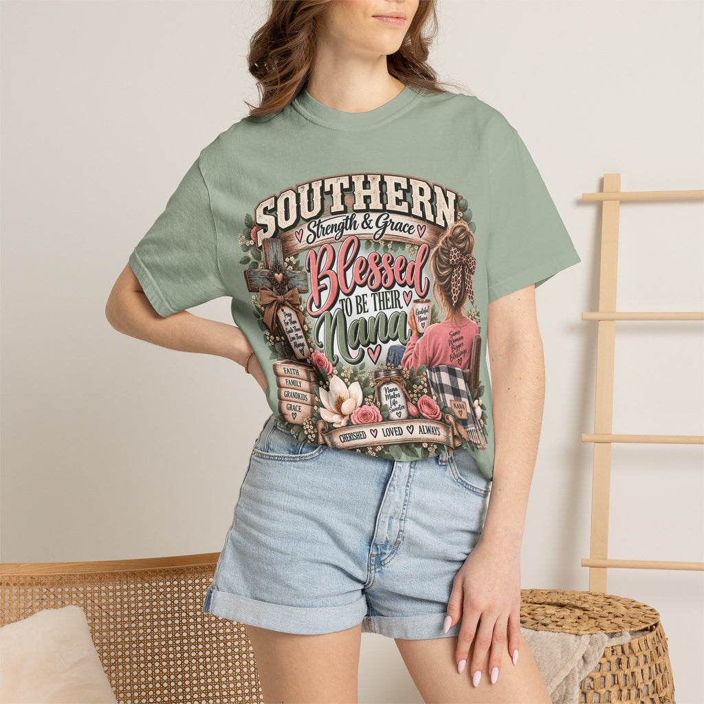 T-Shirt — "Southern Blessed" Grandma Floral Graphic Tee