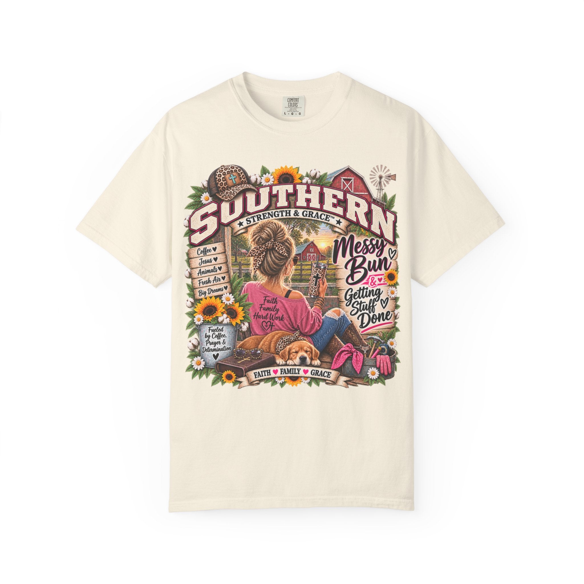 Southern Messy Bun T-Shirt — Strength & Grace Graphic Tee