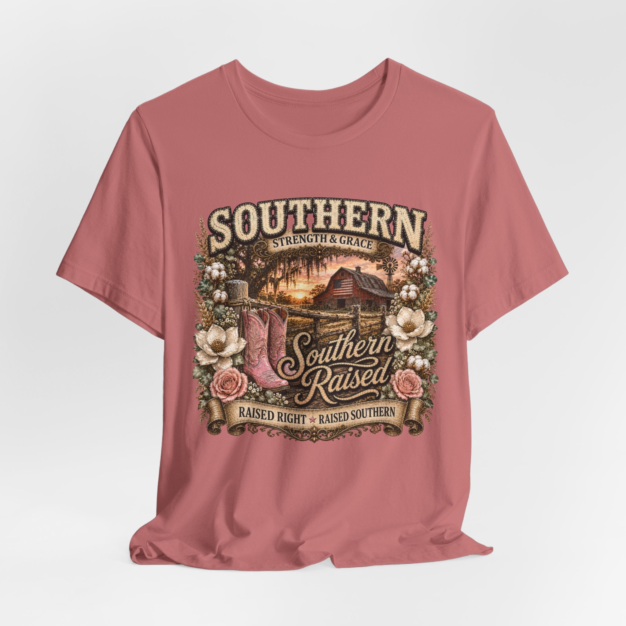 Southern Raised Tee - Vintage Country 'Southern Strength & Grace' Graphic T-Shirt