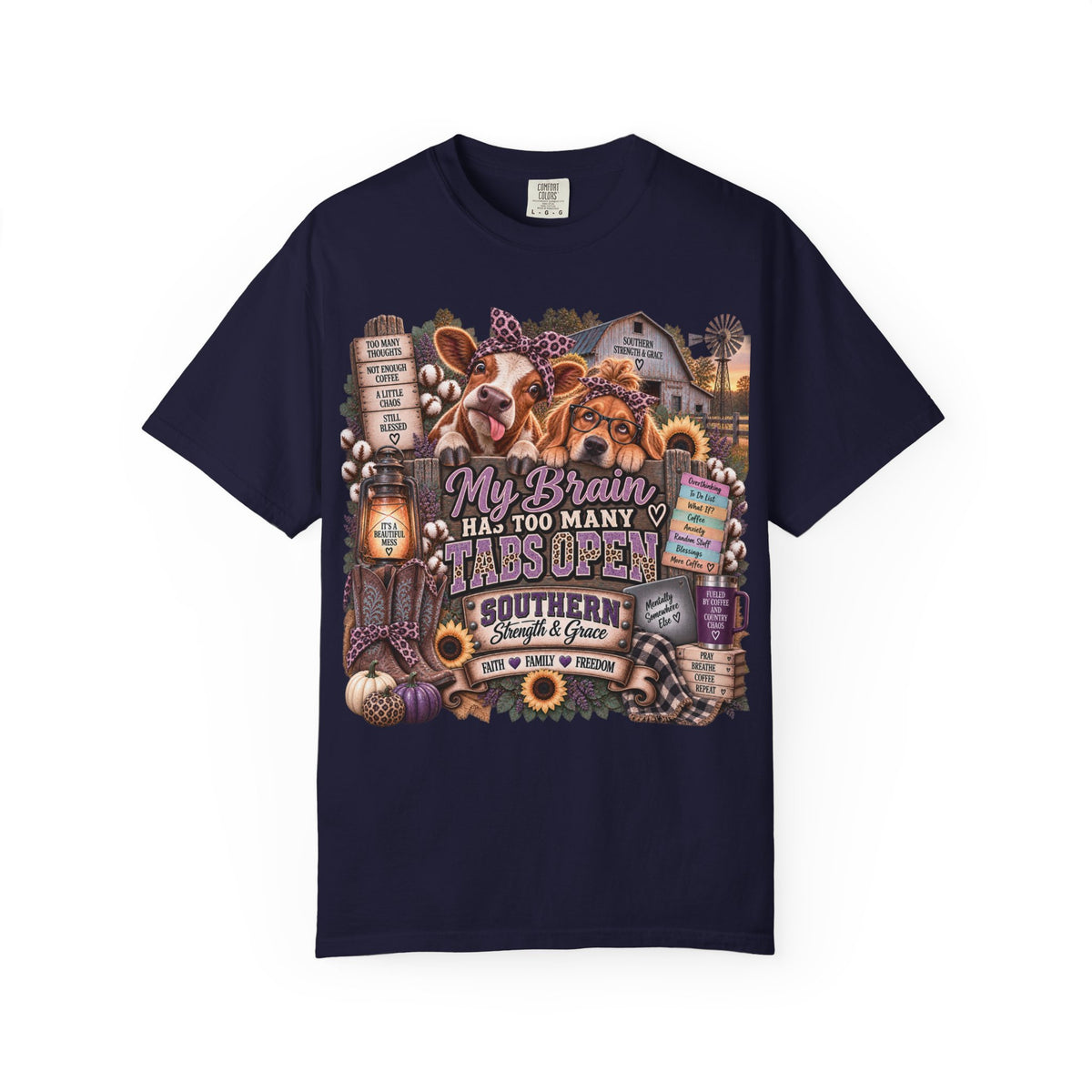 My Brain Has Too Many Tabs Open T-Shirt – Southern Coffee & Cozy Farmhouse Graphic Tee