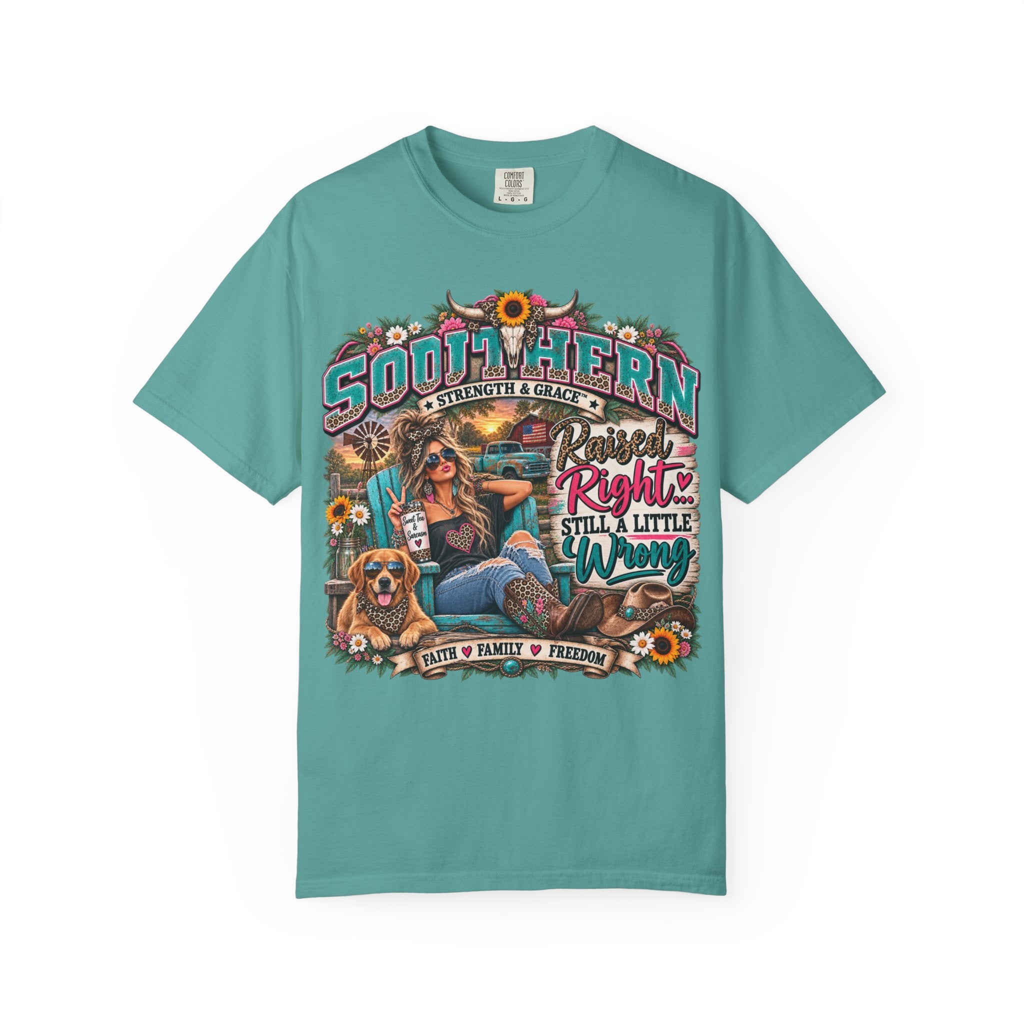 Southern Vibes T-Shirt — "Raised Right...Still A Little Wild" Graphic Tee