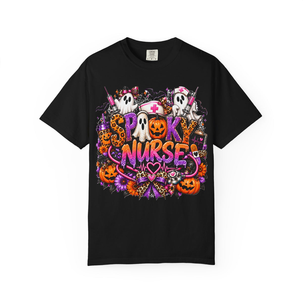 Spooky Nurse T-Shirt – Halloween Ghosts & Pumpkins Nurse Tee