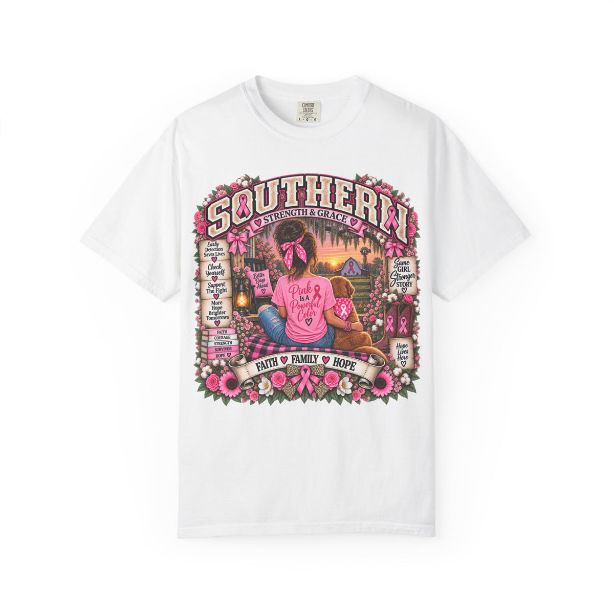 Southern Strength & Grace – Pink Is a Powerful Color Breast Cancer Awareness Tee