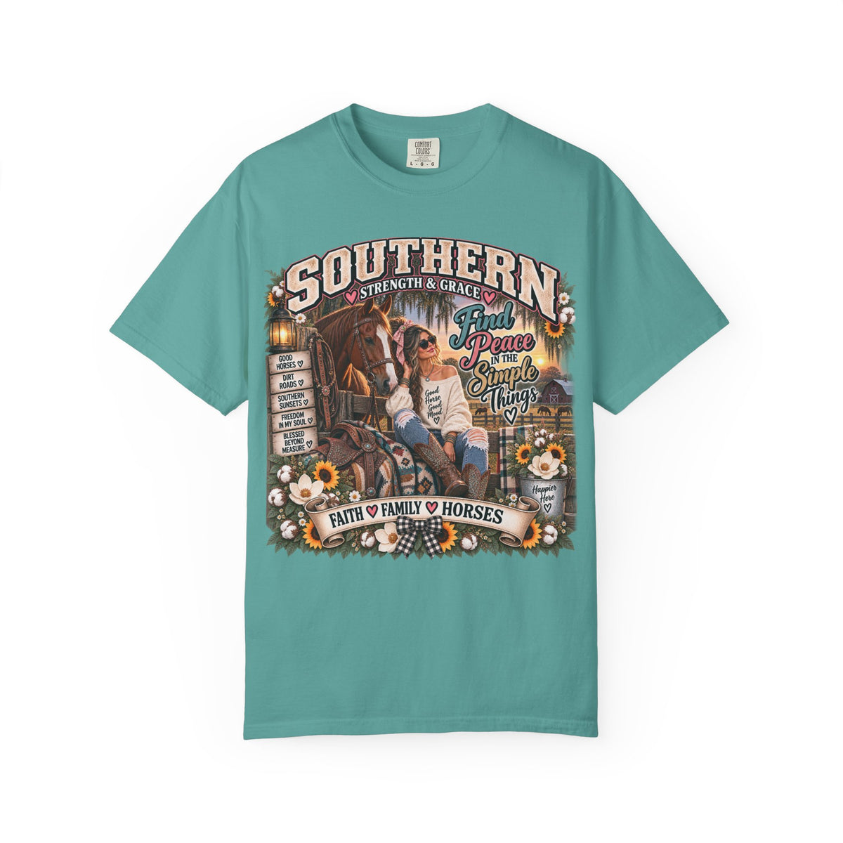 Southern Strength & Grace Horse Graphic Tee — Faith, Family & Simple Things