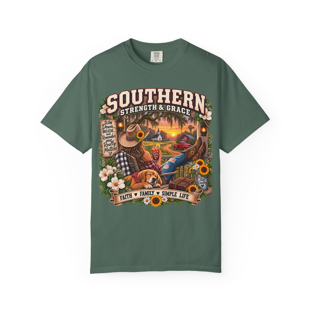 Southern Strength & Grace T-Shirt — Faith, Family & Simple Life Graphic Tee