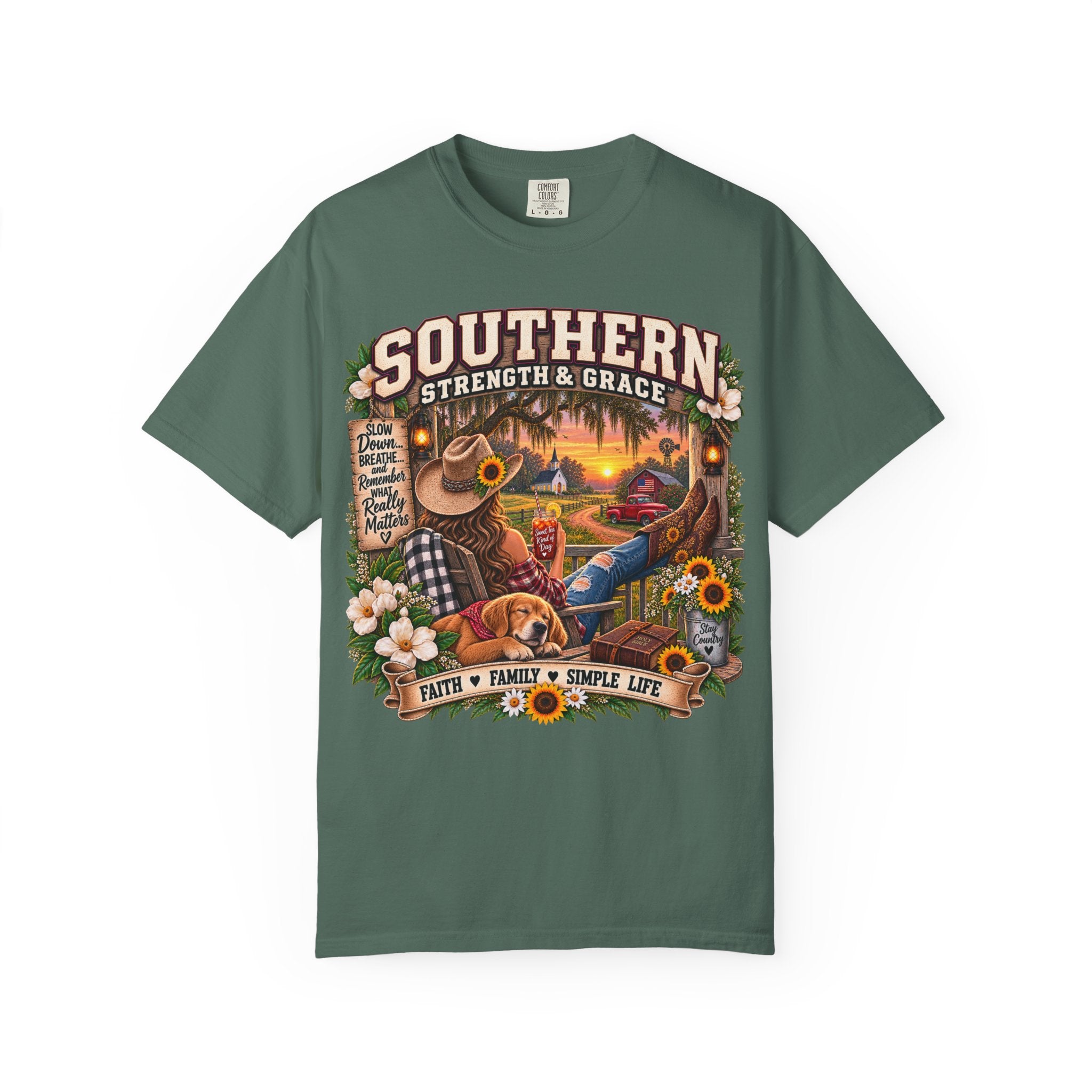 Southern Strength & Grace T-Shirt — Faith, Family & Simple Life Graphic Tee