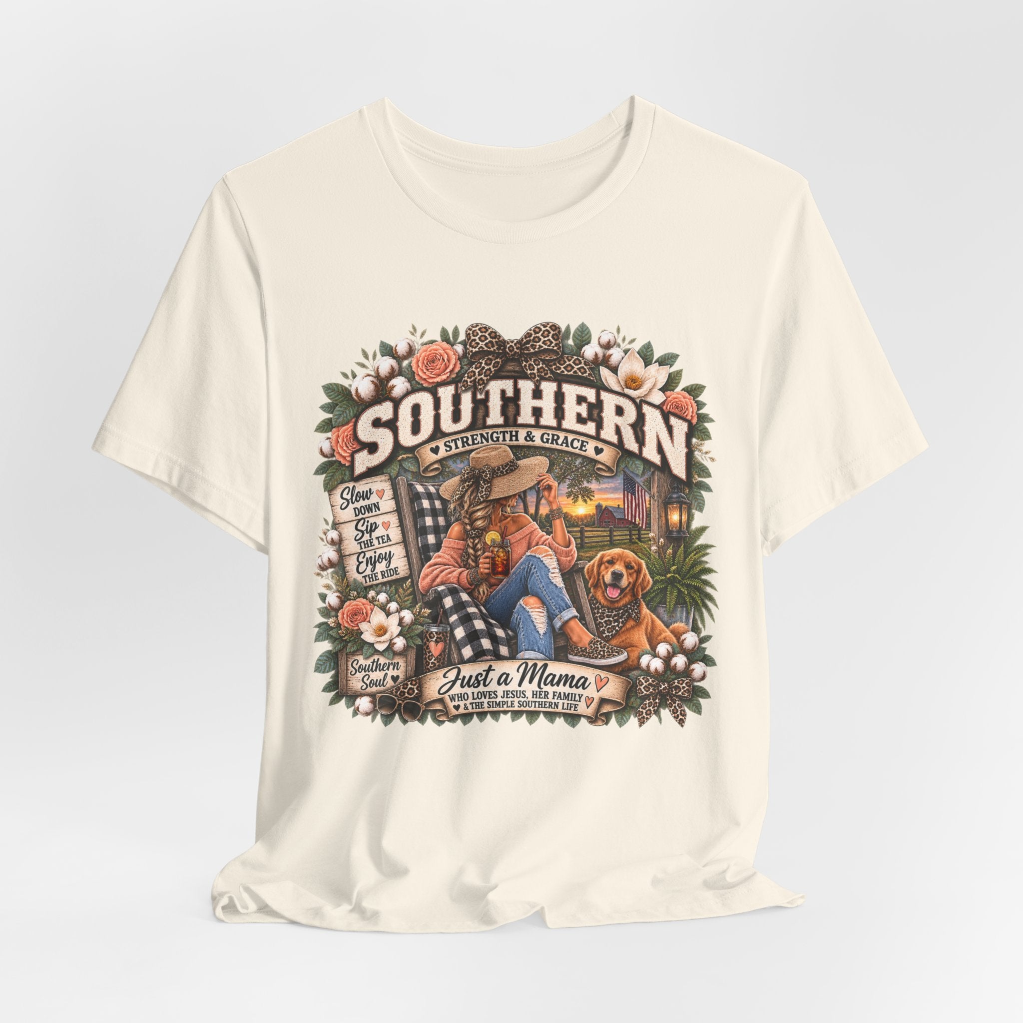 Southern Mama T-Shirt – "Southern Strength & Grace" Graphic Tee with Dog