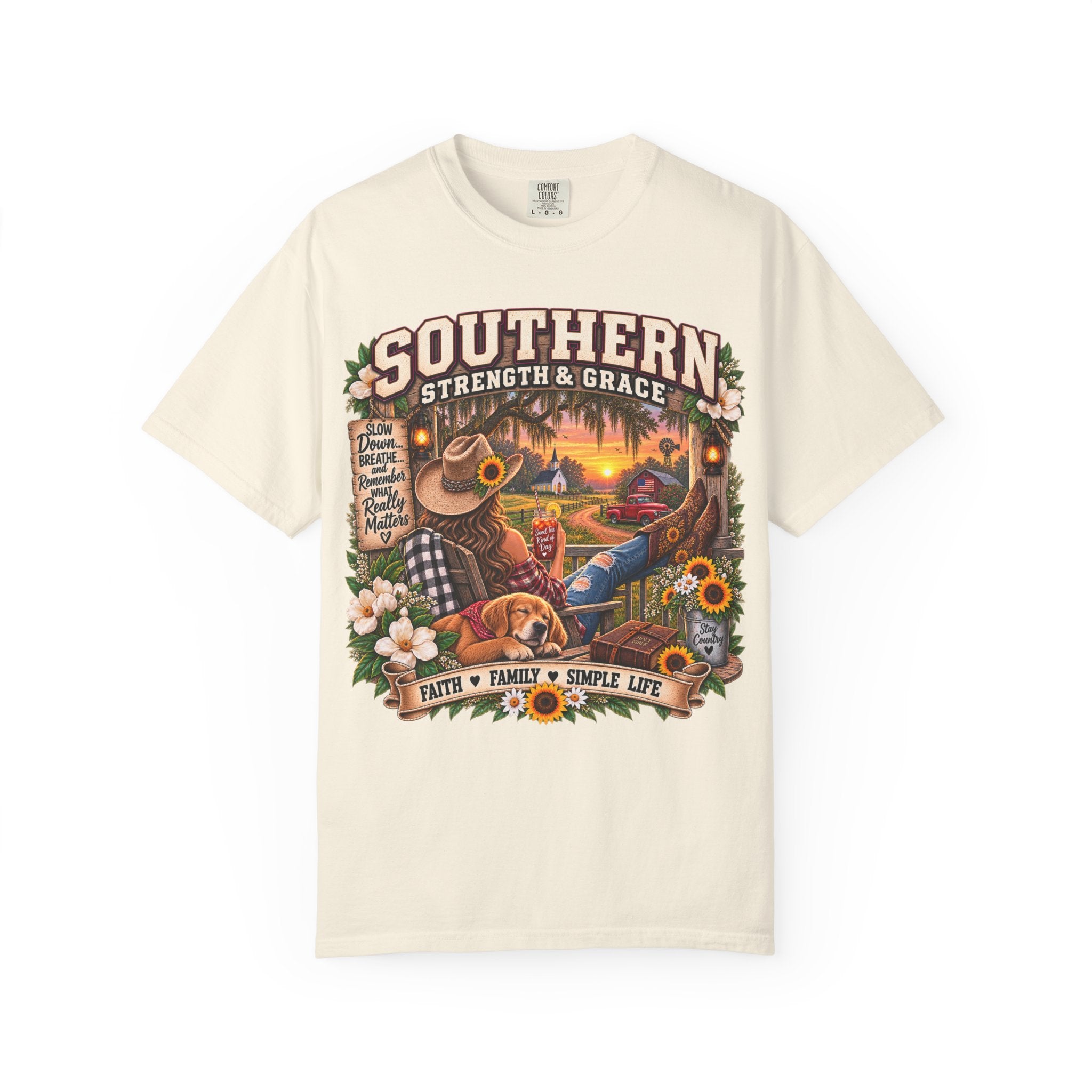 Southern Strength & Grace T-Shirt — Faith, Family & Simple Life Graphic Tee