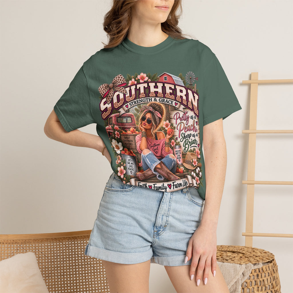 Southern Roots Graphic T-Shirt — Pretty as a Peach, Sharp as a Briar