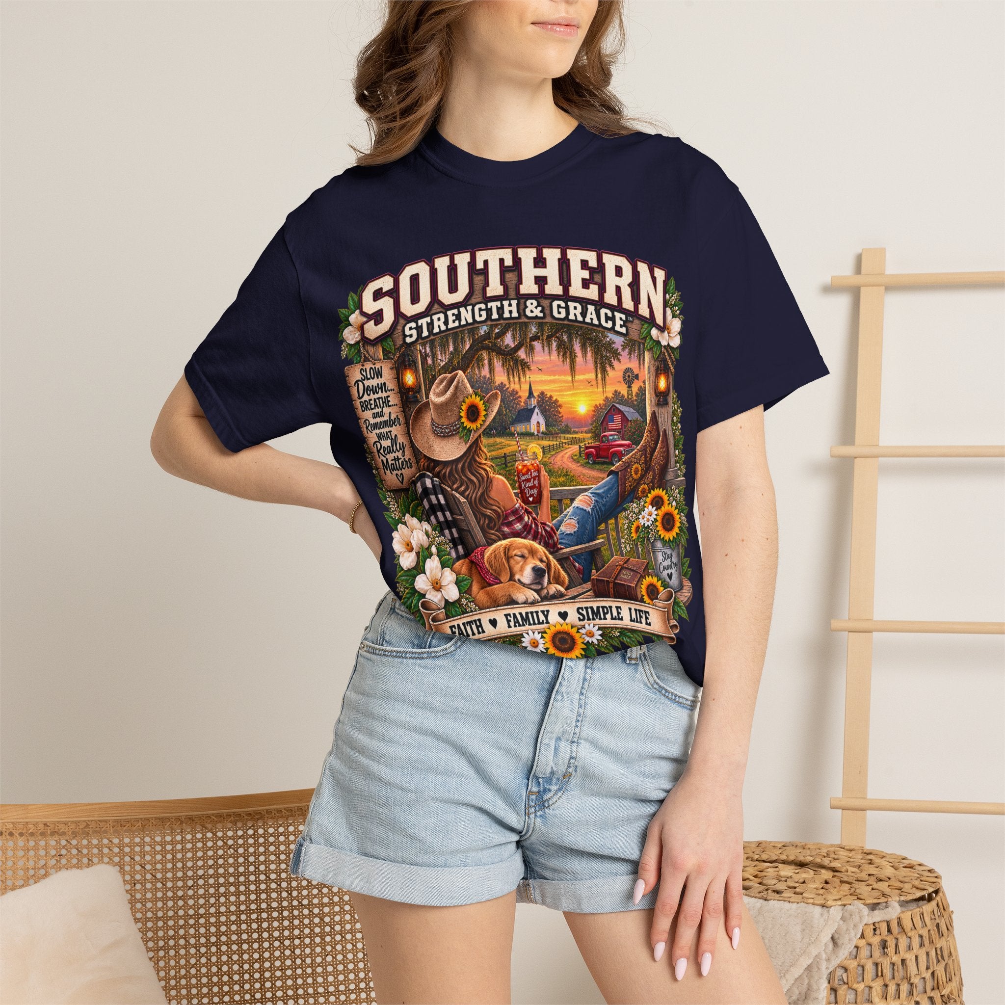Southern Strength & Grace T-Shirt — Faith, Family & Simple Life Graphic Tee