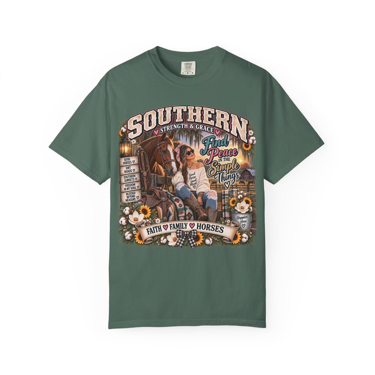 Southern Strength & Grace Horse Graphic Tee — Faith, Family & Simple Things