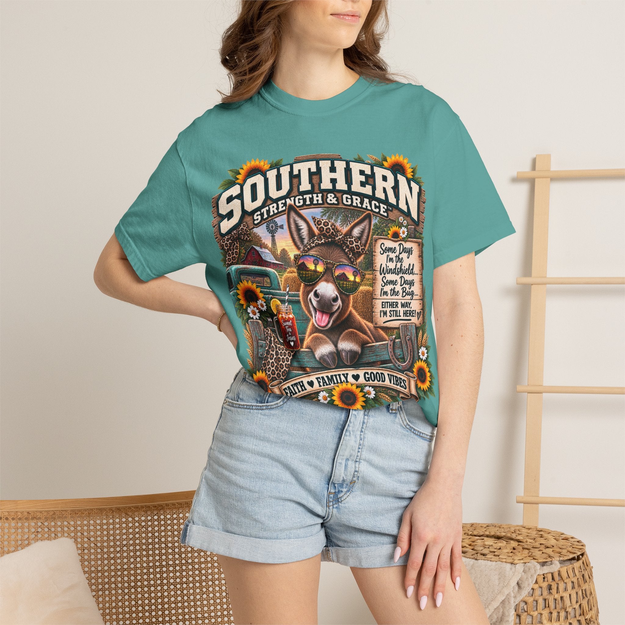 Southern Strength & Grace T-Shirt — Faith, Family & Good Vibes Graphic Tee