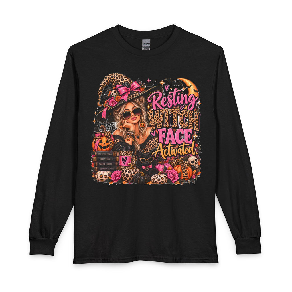 Resting Witch Face Activated | Glam Witch Halloween Long Sleeve Tee