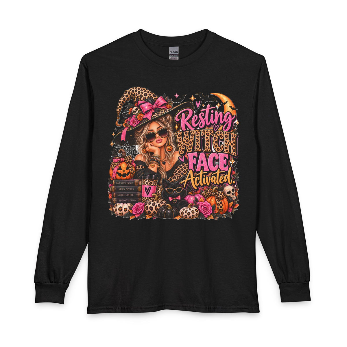 Resting Witch Face Activated | Glam Witch Halloween Long Sleeve Tee