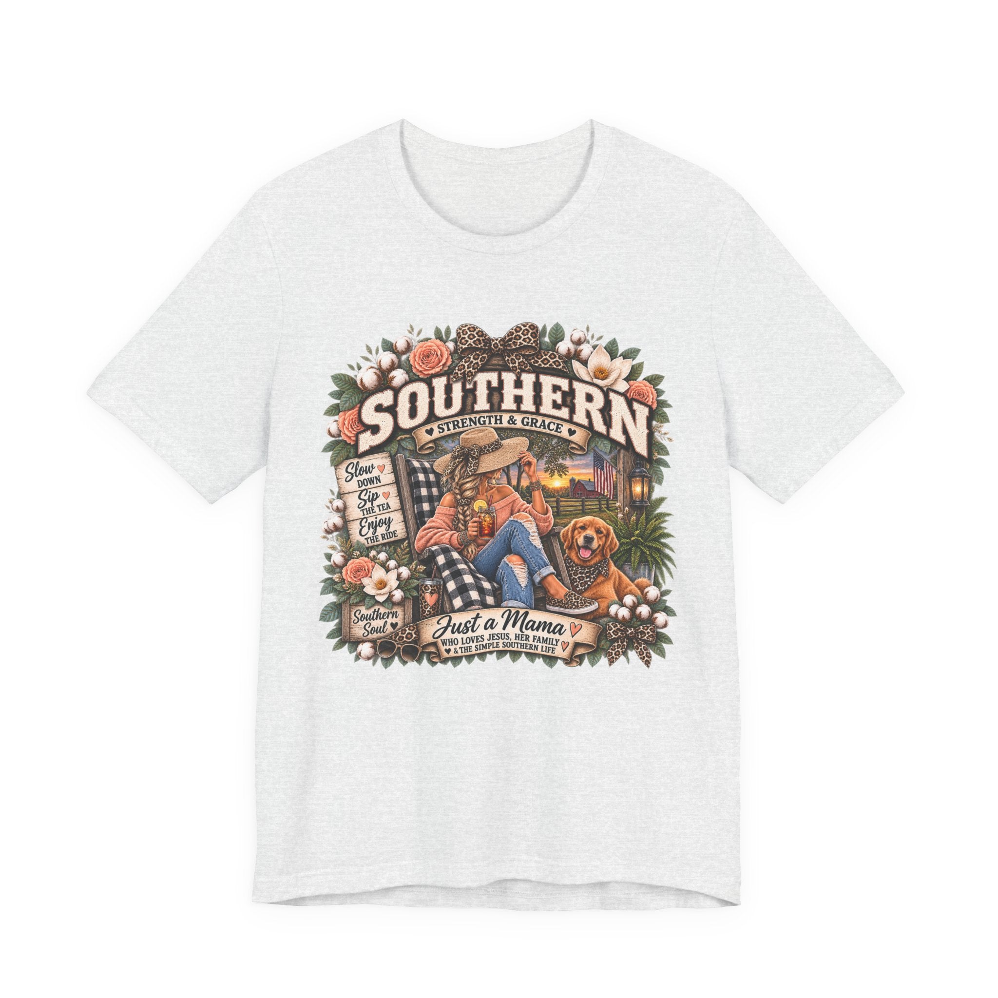 Southern Mama T-Shirt – "Southern Strength & Grace" Graphic Tee with Dog