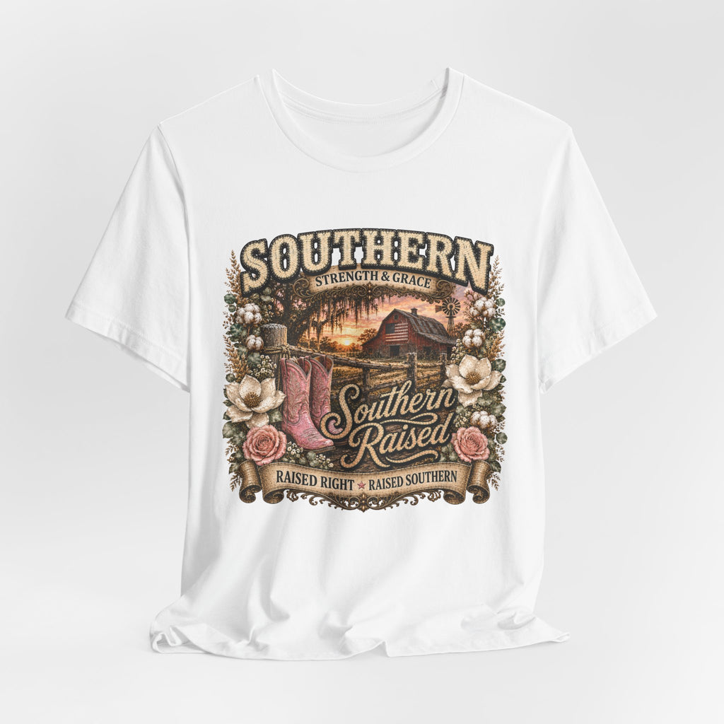 Southern Raised Tee - Vintage Country 'Southern Strength & Grace' Graphic T-Shirt
