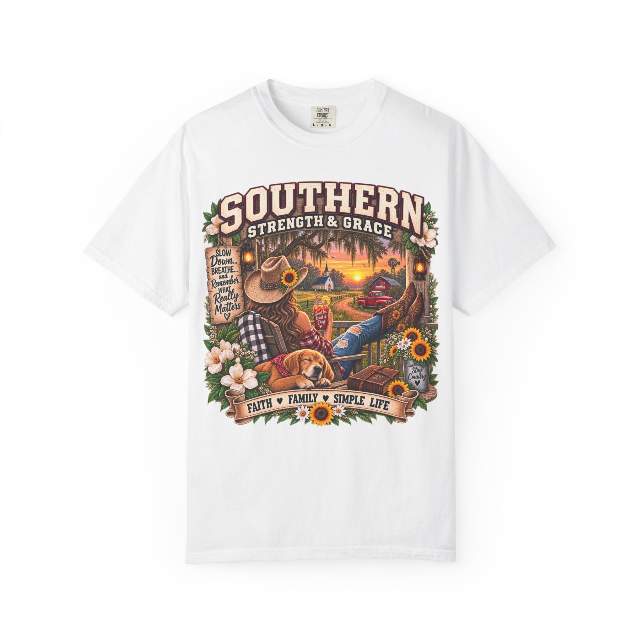Southern Strength & Grace T-Shirt — Faith, Family & Simple Life Graphic Tee