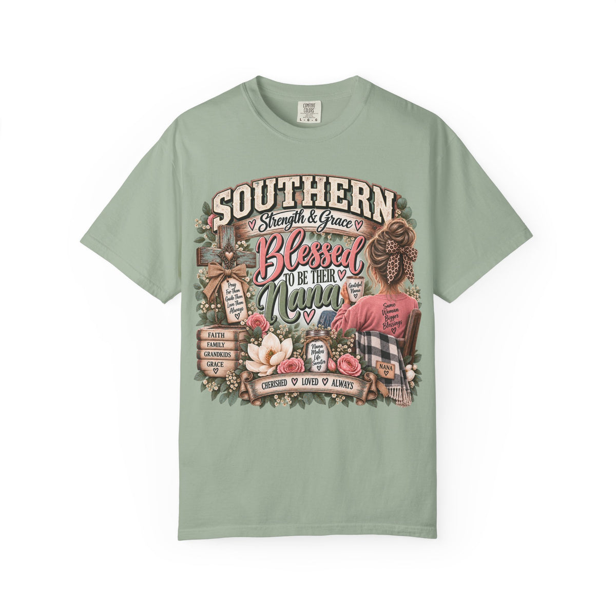 T-Shirt — "Southern Blessed" Grandma Floral Graphic Tee