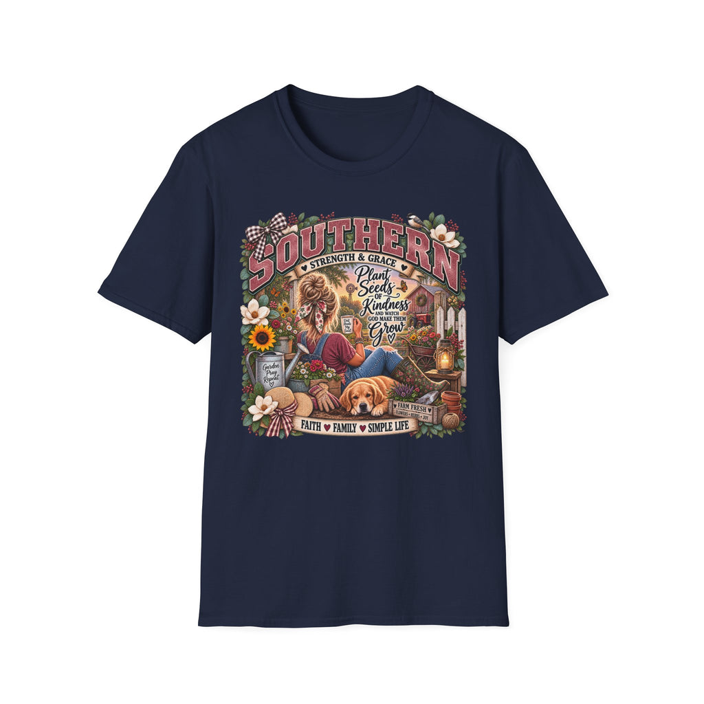 Southern Strength & Grace T-Shirt — 'Plant Seeds of Kindness' Vintage Farmhouse Tee