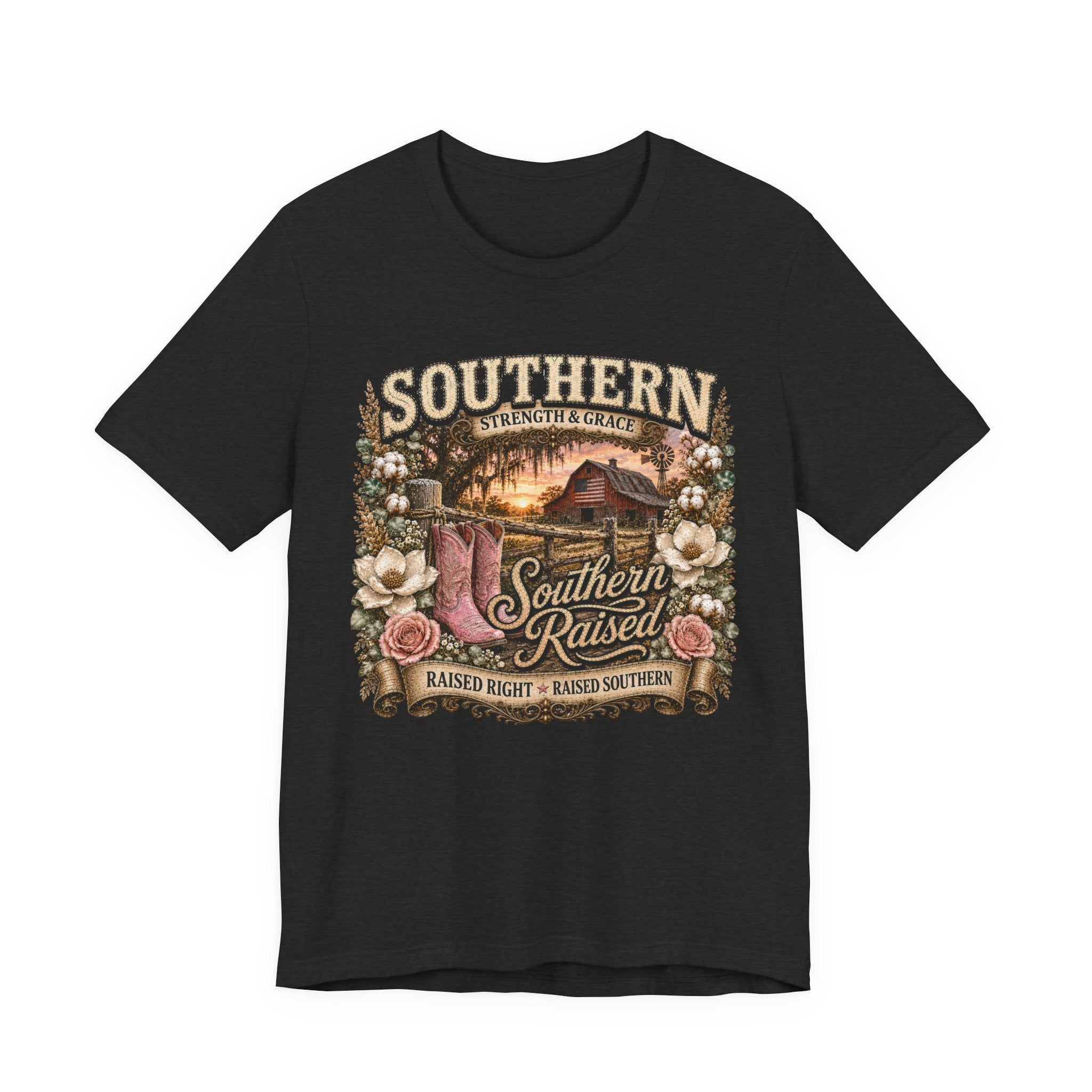Southern Raised Tee - Vintage Country 'Southern Strength & Grace' Graphic T-Shirt