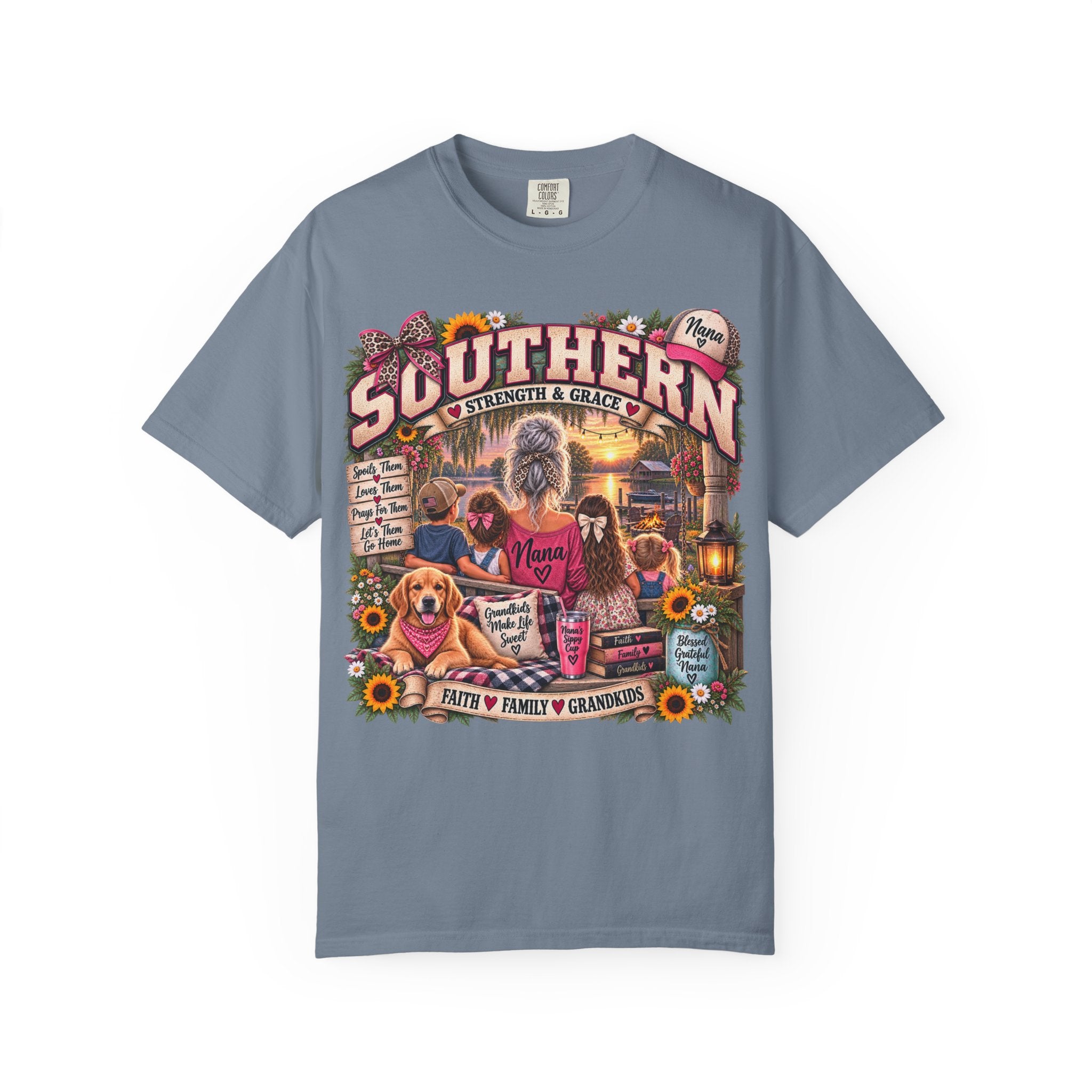 Southern Strength & Grace T-Shirt — Family, Faith & Nana Tribute Graphic Tee