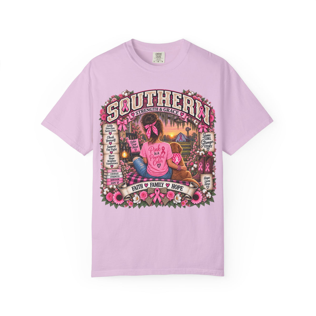 Southern Strength & Grace – Pink Is a Powerful Color Breast Cancer Awareness Tee