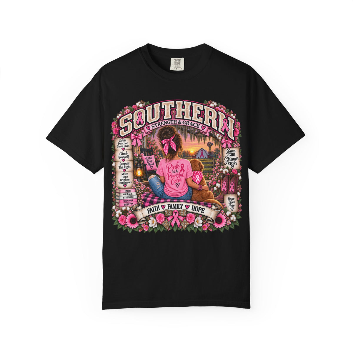 Southern Strength & Grace – Pink Is a Powerful Color Breast Cancer Awareness Tee